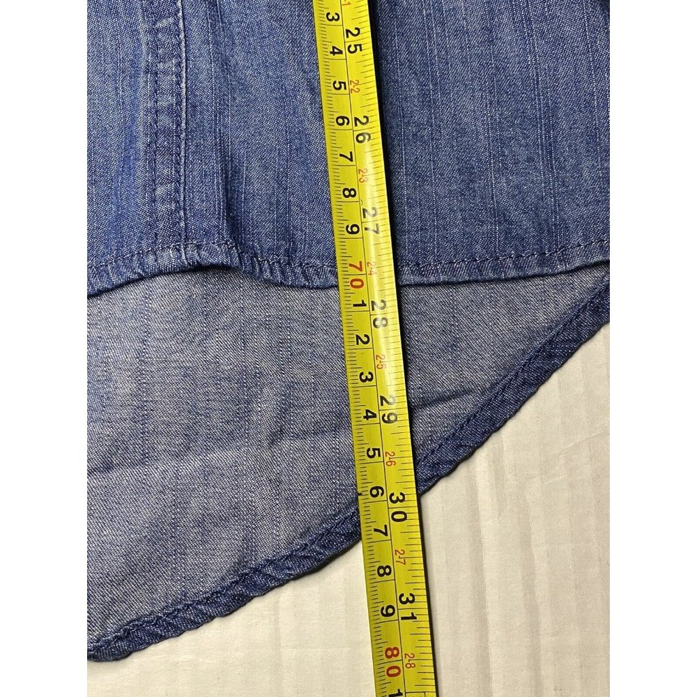 Ashley Stewart Chambray Size 18 Button Down Hi Lo Shirt Rodeo Farm Western Trim - Picture 5 of 11